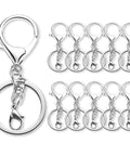 Top Shelf Zinc Alloy Lobster Clasps And Keyrings 10 Pack showing heavy-duty keychains, 2.64 x 0.87 inches, nickel-free silver coating.