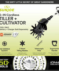 Cordless Garden Tiller And Cultivator With Telescopic Pole 24V Tool Only displayed with features and IONMAX system