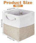 Heavy Duty Foldable Linen Storage Cubes 6 Pack with nifty rope handles, measuring 29.3cm, for organizing toys and clothes.