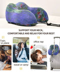 Monet Water Lilies Travel Neck Pillow With Washable Cover Memory Foam Support Cushion for planes, trains, office, and home use.