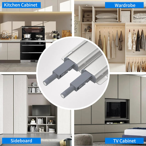 15 Pack Push To Open Cabinet Latch Set Heavy Duty Aluminum Magnetic Touch Release Hardware for kitchen and wardrobe