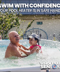 Man and child in pool promoting Replacement 140F AGS Gas Shutoff Switch for Pool and Spa Heaters Must Have Essential Safety Upgrade.