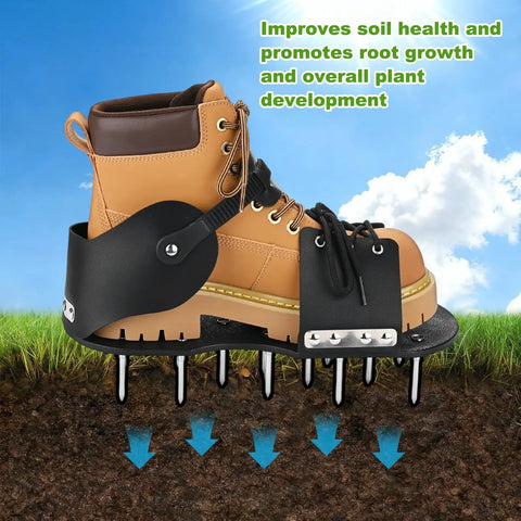 Lawn Aerator Shoes With 26 Nail Spikes 5cm And Adjustable Straps For Patios Gardens And Yards, Improves Soil Health And Nutrient Penetration