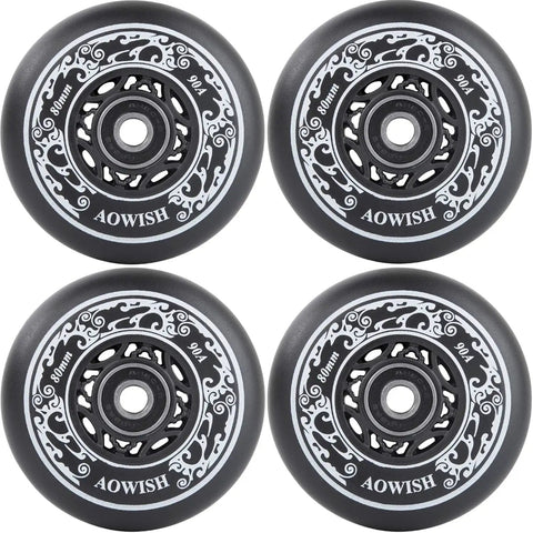 Aggressive Outdoor Inline Skate Wheels 90A 68mm 4 Pack Black Designed For Slalom Freestyle Skating And Beast Mode Speed