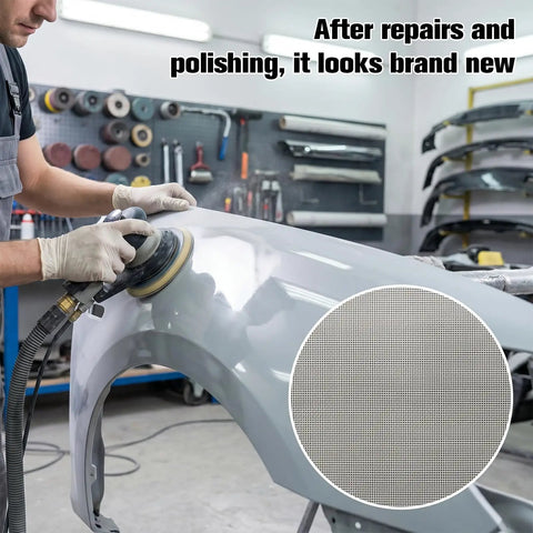 Plastic Welding Mesh Ten Pack Stainless Steel Wire Screen For Thermoplastic Repairs shown in auto body polishing context.