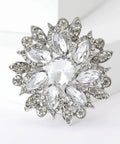 Blue Center Gem Rhinestone Flower Brooch For Women Eight Color Inlay Crystal Pins Jewelry Accessory For Office Party Casual Wear