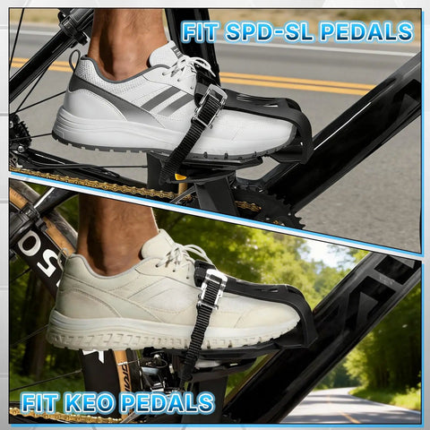 Toe Cage Adapters For Peloton Bike And Road Cleats Convert SPD-SL Look Delta Keo To Toe Cages With Strap Ride In Sneakers Easy To Install Indoor Cycling Pedal Accessories