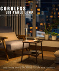 Cozy room with LED Cordless Table Lamp With 4000mAh Rechargeable Battery Three Brightness Levels Metal Shell Minimalist Design