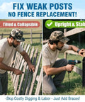 Heavy Duty Fence Post Repair Kit With Ground Anchor Spike No Dig Easy Install Support Stake for tilted or broken wood posts