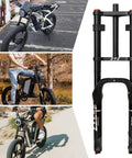 26 Inch Fat Tire Front Fork With Air Suspension For Mountain Bikes, 180mm Travel, 135mm Hub shown with bikes
