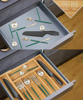 Expandable Bamboo Drawer Organizer For Kitchen Utensils Adjustable Silverware Tray With Dividers Medium Size in drawer