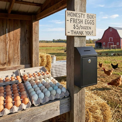 Locking Metal Donation Box With Wall Mounted Cash Box And Suggestion Slot For Home Office And Outdoor Use All Weather Black Mailbox Container For Donations And Ballots mounted on farm stand