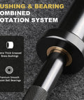Beefy Heavy Duty 4 Foot Barbell For Strength Training And Olympic Lifts, showcasing brass bushings and bearings for smooth rotation.