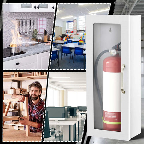 Rock Solid Two Pack White Steel Fire Extinguisher Cabinet Built Tough For Wall Or Surface Mount Features Clear Acrylic Window To Secure Your Ten Pound Emergency Gear And Keep The Household Totally Locked And Loaded