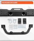 ECOTRIC stubby front bumper for Jeep Wrangler JK/JL/Gladiator with fog-light housing and D-rings, powder-coated black steel
