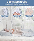 Woman lying inside Instant Pop Up Mosquito Tent For Bed And Bunk Bed Sleeping Pad Fully Enclosed Foldable Bug Net For Camping Travel Patio Outdoor One Person Screen Tent Freestanding With Two Zipper Doors No Fuss Setup.