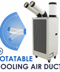 Industrial Grade Portable AC 15,400 BTU Tough As Nails Spot Cooler With Twin Hose, featuring rotatable cooling air duct.