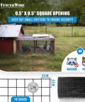 Top Shelf Vinyl Coated Hardware Cloth 16 Gauge Galvanized Steel With Half Inch Black Square Mesh Welded Yard Fence for critter-proof chicken coop.
