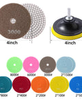 4 Inch Diamond Wet Polishing Pads Kit With Backer Pad 50 To 6000 Grit Wet And Dry Polishing For Granite Marble Stone