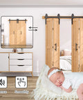 60x84 Bi Fold Barn Door Set With 66 Inch Hardware Kit For Four Doors No Assembly Easy Install Solid Spruce Wood Folding Doors