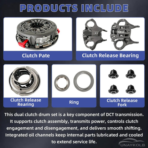 Components of Beefed Up 6DCT250 DPS6 Dual Clutch Transmission Drum Kit For Ford Focus 2011-2019, Fiesta 2011-2019