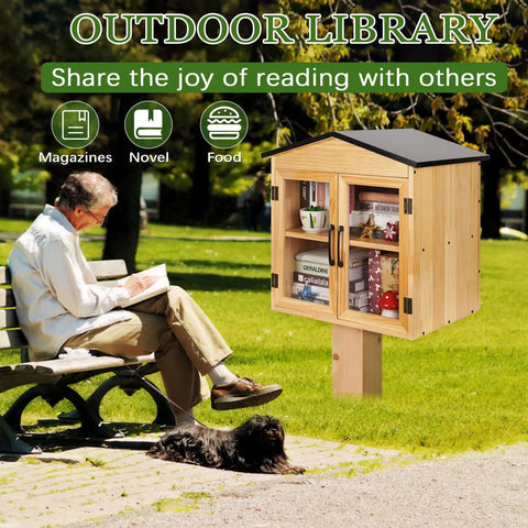 Outdoor Library Book Box Storage Small Wooden Cabinet For Neighborhoods And Schools To Swap And Share Books