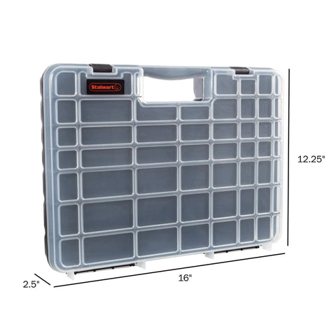 Portable Storage Case With Secure Locks And 55 Small Bin Compartments For Hardware, Screws, Bolts, Nuts, Nails, Beads, Jewelry And More