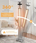 Infrared Patio Heater With Remote Control 1500 W Outdoor Electric Heater for indoor use showing tip-over safety switch and overheat protection features
