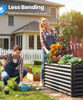 Galvanized Raised Garden Bed 6x3x2 Ft Extra Tall 22.4 Inches Deep Planter Box in backyard with people gardening