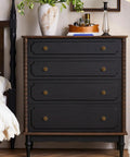 Black dresser with Antique Brass Cabinet Knob And Drawer Pulls Set Vintage Dresser Hardware Solid Brass Construction installed