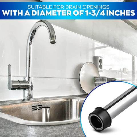 Stainless Steel Bar Sink Overflow Pipe 7.48 Inches Long With Chrome Finish next to a kitchen sink faucet for 1.75 inch drains