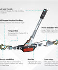 Diagram of 4 Ton Dual Gear Come Along Power Puller With Two Hooks And Steel Cable For Heavy Duty Lifting Hand Winch Automotive Hoist