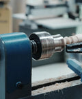 Long Nose Jaws For Wood Lathe Chuck With Serrated Inner Sides And Long Spigots For High Clamping On Long Workpieces in use