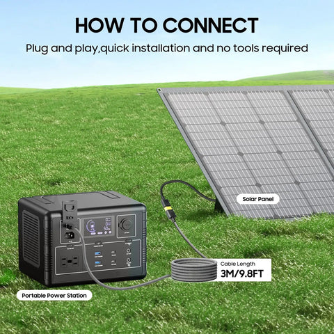 XT60 Male To XT60 Female Extension Cable 10 Ft 3 M Charging Cable For Solar Generators connected to power station and solar panel