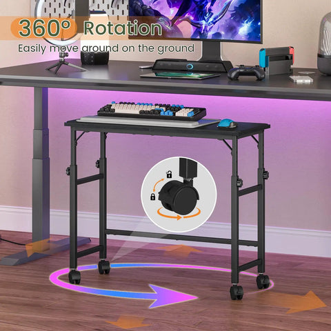 Mobile Keyboard Tray With Mouse Pad Height Adjustable From 23 To 31 Inches Rolling Under Desk Extender with lockable casters