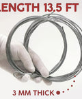 2 Pack 13.5 Ft Garage Door Cable Torsion Spring Wire Replacement Cables, galvanized steel shown in hand for repair use