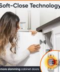 Person demonstrating Soft Close Cabinet Hinges 30 Pack One And A Half Inch Overlay Concealed Hidden Hinges for face frame cabinets