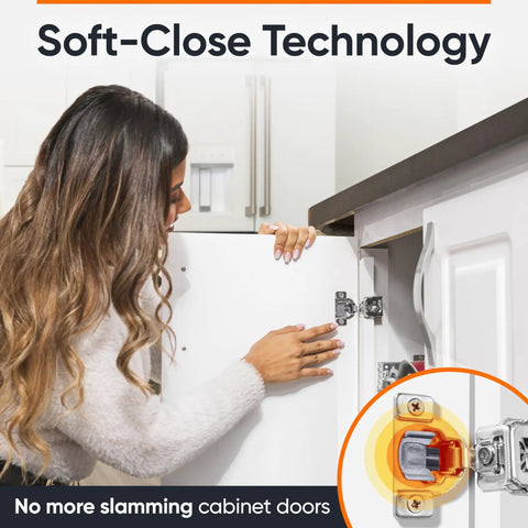 Person demonstrating Soft Close Cabinet Hinges 30 Pack One And A Half Inch Overlay Concealed Hidden Hinges for face frame cabinets