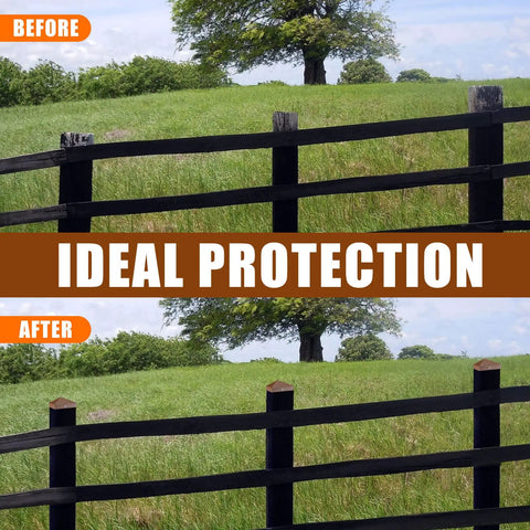 8 Pack 4x4 Aluminum Pyramid Post Caps Brown for All Weather Outdoor Fence and Deck Posts Before and After Installation