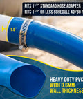 Heavy Duty 1.5 Inch By 50 Foot Pool Backwash Hose With Clamp For Filter Backwash And Pool Drainage Flexible Lay Flat Blue