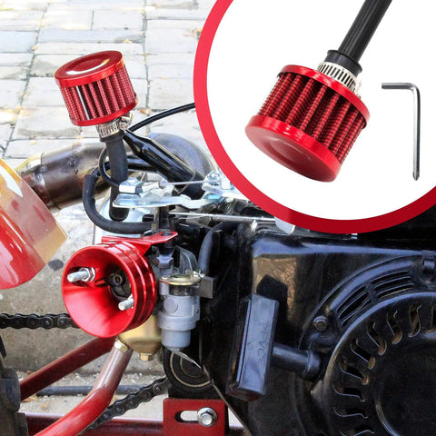 Air Filter Breather Valve Cover For Predator 212cc And 196cc Engines installed on mini bike engine close-up