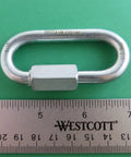 Five Piece Zinc Plated Quick Links Five Sixteenth Inch Eight Millimeter Galvanized Marine Grade Hardware with ruler