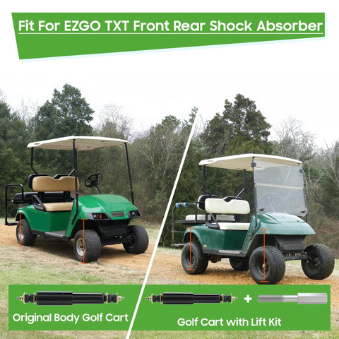 Heavy Duty Golf Cart Shock Absorber Extension Rod Pair Fit For Ezgo Club Car Lift Kits To Raise Body And Kill Bounce With Sweet Smooth Ride On Rough Paths Compatible With Standard Oem Replacement Part Numbers, comparison image of golf carts.