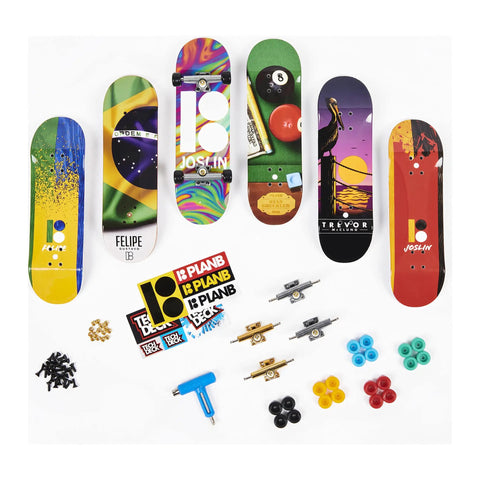 Fingerboard Bonus Pack With Six Real Graphic Mini Skateboards, Customizable Set, decks, wheels, stickers, and tool included