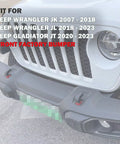 Jeep Wrangler JK JL Gladiator JT front bumper with tow hook covers fitted for models 2007-2023