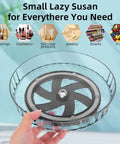 Compact Clear Acrylic Lazy Susan Organizer 8 Inch Turntable for Cabinets with snowflake design in hand