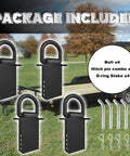 Package contents of Heavy Duty D Ring Stake Pockets Four Pack 18,000 Lb Break Strength Removable Tie Downs with new trailer
