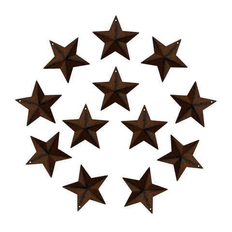 Rustic Barn Star Decor Set Of 12 Two And A Half Inch Metal Wall And Door Accents In Rusty Black Finish With Pre Drilled Holes
