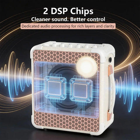 Party Ready Portable Karaoke Machine For Adults Outdoor With SOS Mode Bluetooth Guitar Amp Dual DSP Audio detail