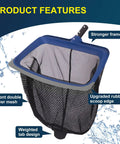 All In One Pool Cleaning Kit With Rubber Edge Skimmer Net, features upgraded scoop edge and strong frame for effective debris removal.